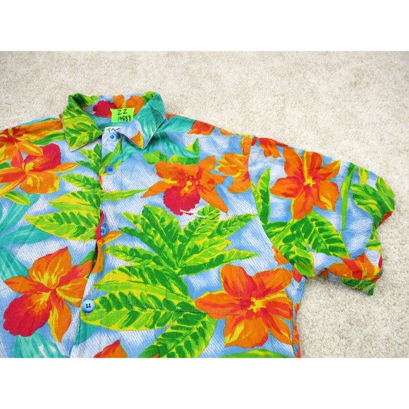 Jams World Shirt Adult Small Multicolor Floral Print Hawaiian Button Up Mens - Picture 3 of 10